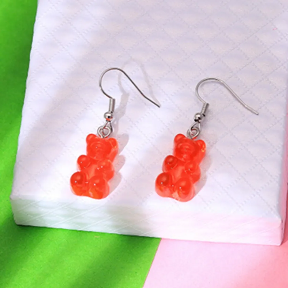 10 Paar set Creatieve Schattige Mini Gummy Bear Oorbellen Minimalisme Cartoon Ontwerp Vrouwelijke Oorhaken Danglers Sieraden Gift232x