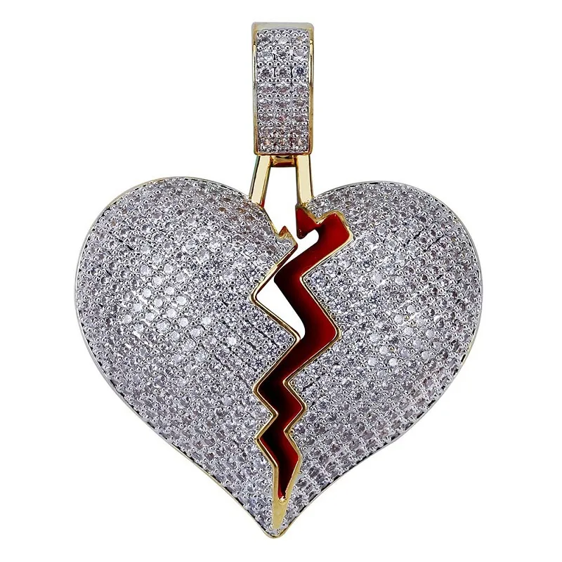 Collier pendentif cœur brisé solide pour hommes et femmes, colliers Hip Hop de personnalité à la mode, bijoux de Couple 292d