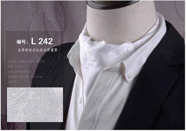 Men's Vintage Paisley Wedding Formal Cravat Ascot Scrunch Self British style Gentleman Polyester Silk Casual Dot Plaid Scarf Tie Y1229