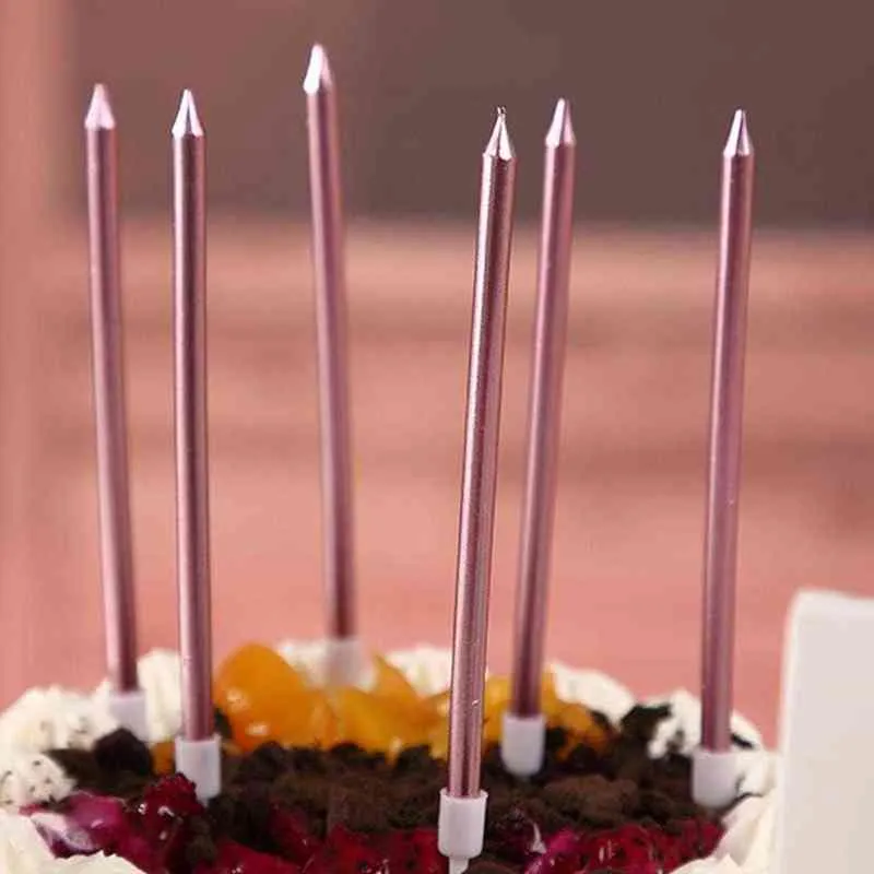 6 pçs bolo velas de metal cromo ouro prata velas de aniversário diy colorido bolo decora festa de aniversário bolo de casamento suprimentos de velas
