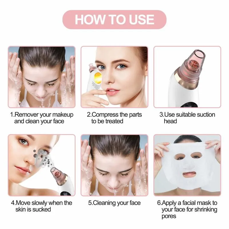 Blackhead Remover Face Deep Nose Cleaner T Zone Pore Acne Pimple Borttagning Vakuum Sug Diamond Beauty Clean Hud Tool 26