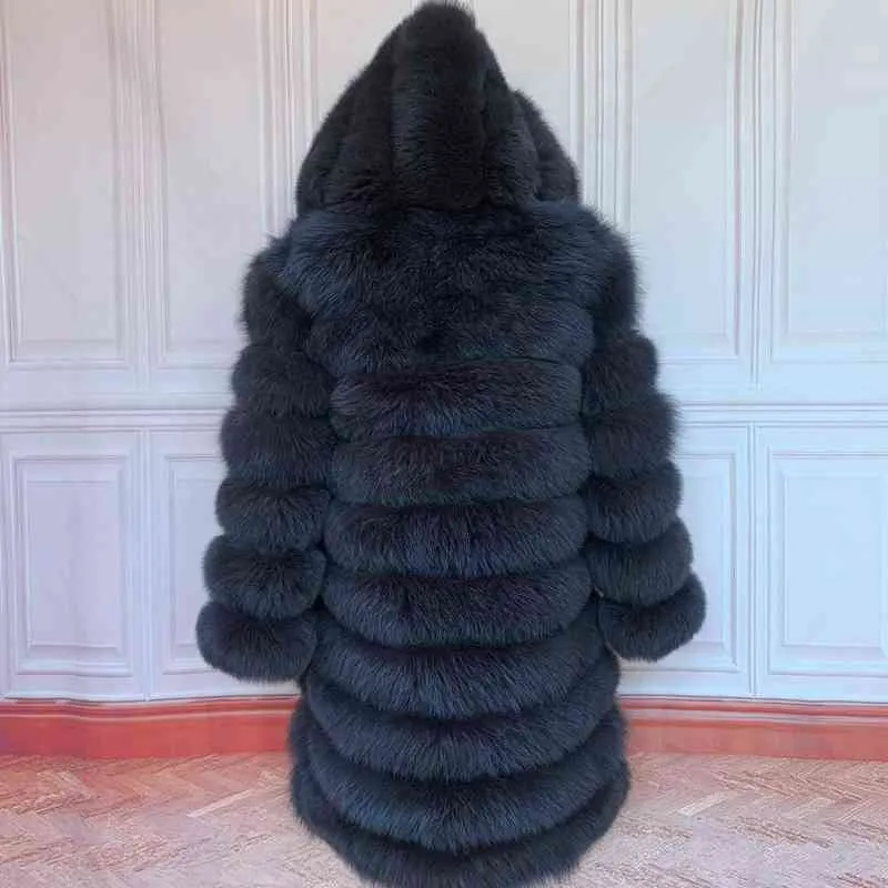 Cappotto di pelliccia vera da donna a maniche lunghe da 60 cm, giacche naturali, gilet invernale, capispalla 211220
