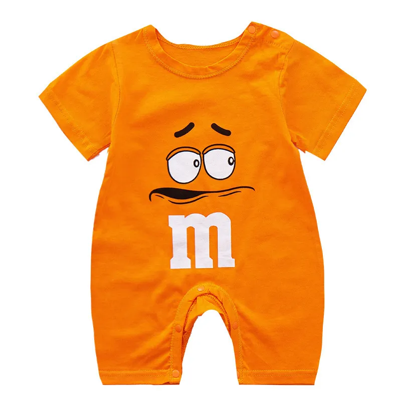 Infant Baby Summer Romper Outfits Boy MM Funny Face Onesie Cute Girl Vêtements à manches courtes JumpsuitToddler Playsuit 201028