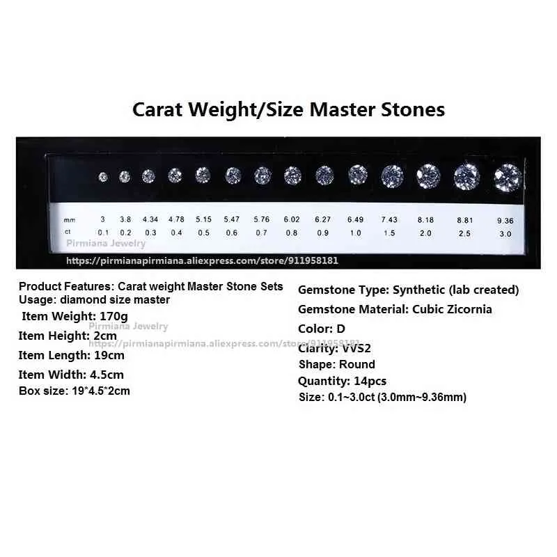 Piamiana High Quality Diamond Dealer Tools Contrast Loose Gemstone Master Stone Sets Shape Carat Weight and Color Grade