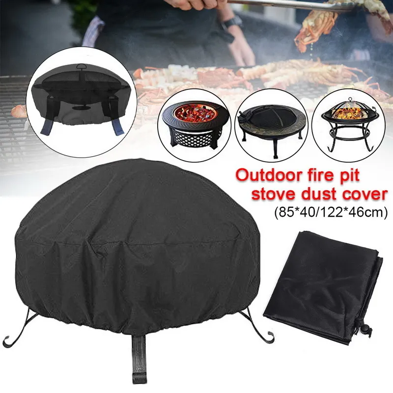Utomhus Garden Yard Round Canopy Furniture Cover Vattentät Patio Fire Pit Cover UV Protector Grill BBQ Shelter Dammskydd T200619