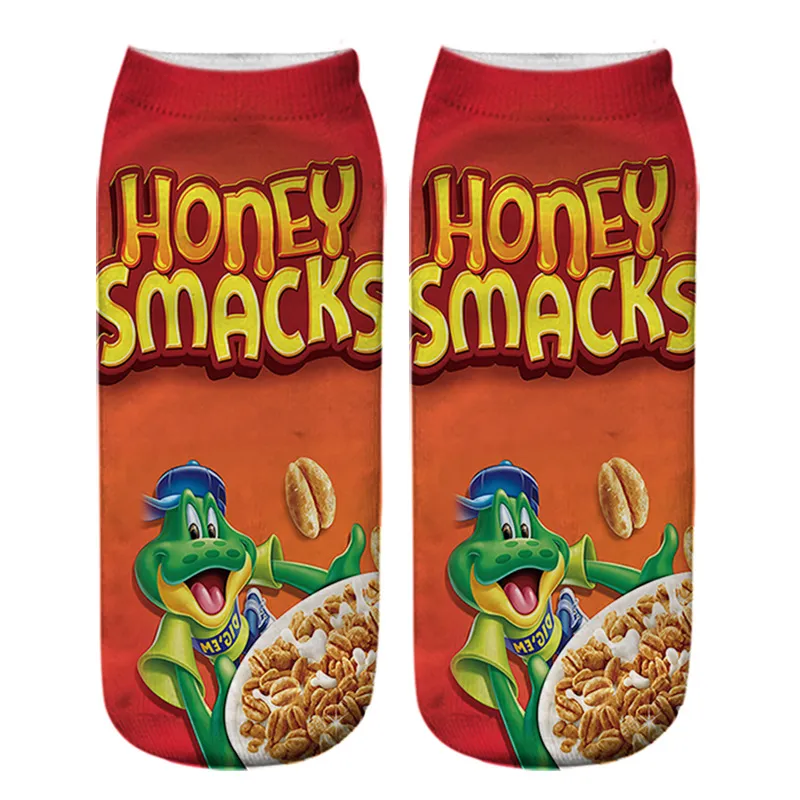 2021 New Year 3D Printed Food Letters Women Men Ankle Socks Crisps Snack Creative Casual Stockings Multicolor Sports Unisex Socks 1247596