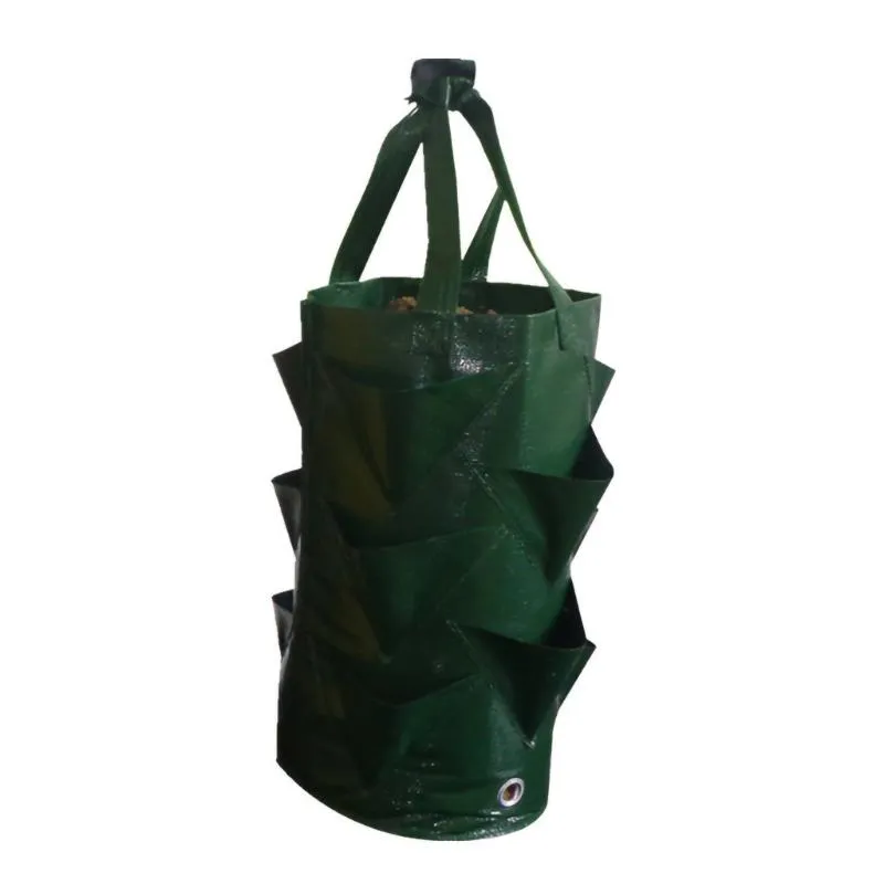 Bolsa de cultivo para plantación de fresas, bolsa contenedor de boca múltiple de 3 galones, bolsa para maceta de cultivo, maceta para bonsái de raíz, suministros de jardín W2215Z