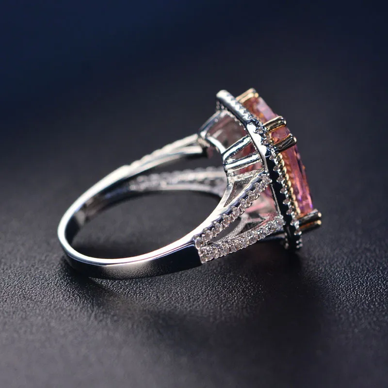 Onerain 100 925 srebrny różowy szafir szafirowy kamień szlachetny ślub koktajl zaręczynowy kobiety pierścień biżuteria w całości 69 y0125342452
