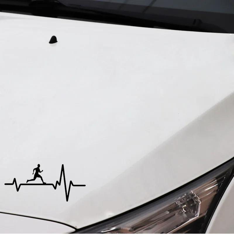 162CM75CM Fashion Running Man Heartbeat Decal Vinyl Blacksilver Car Sticker C2212321981046