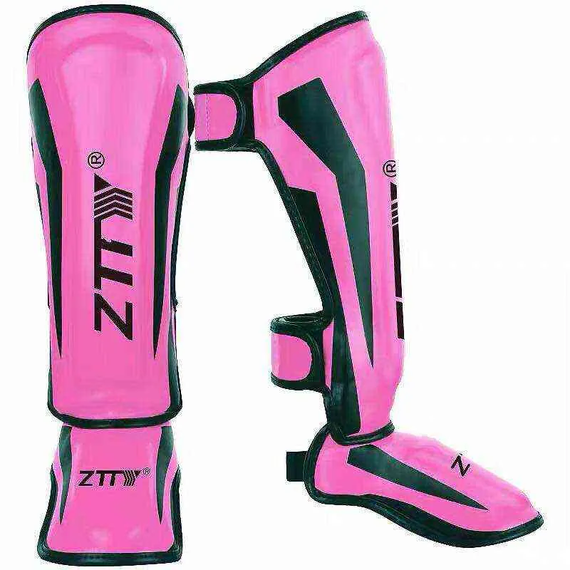 ZTTY Plus Épais Boxe Protège-Tibias En Cuir PU Protection Leggings Équipement Arts Martiaux Muay Thai Jambe Taekwondo Cheville Protecteurs 211229