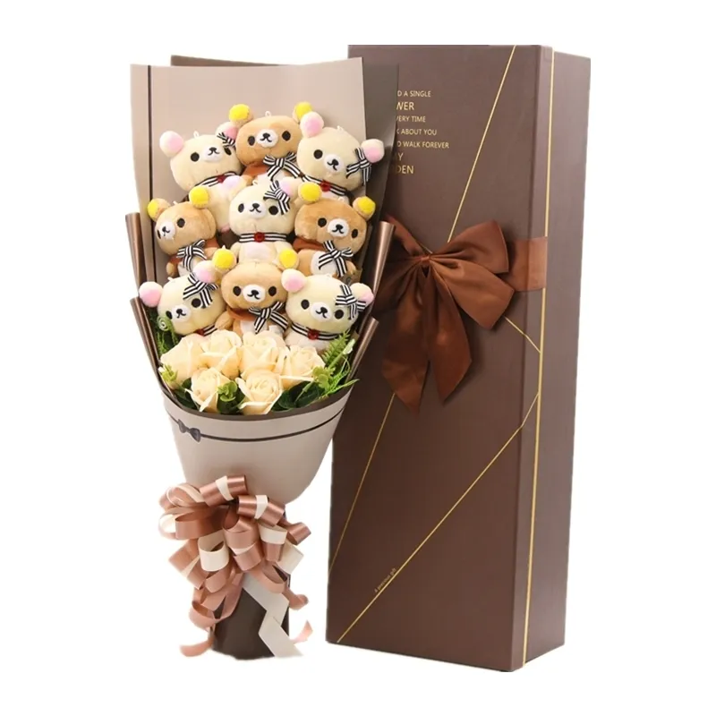 Cute Teddy Bear Stuffed Animal Plush Toy Lover Rilakkuma Bear Flower Bouquet Gift Box Birthday Valentine039s Day Christmas Gift6140759