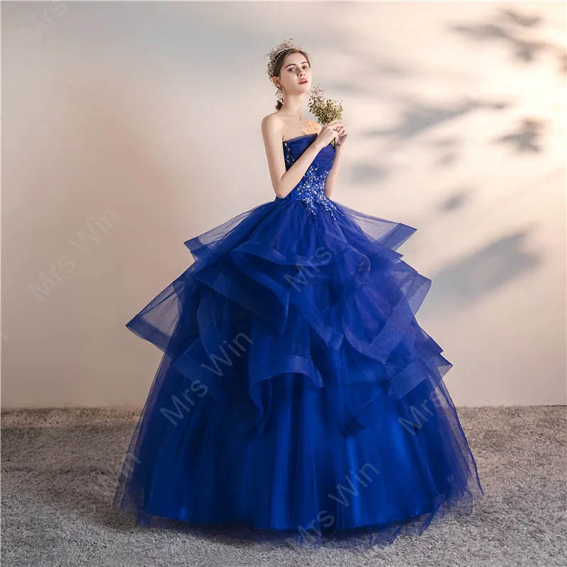 Vinci Bule Abiti Quinceanera 2020 Party Prom Elegante abito da ballo senza spalline i Abito formale da ritorno a casa Taglia personalizzata