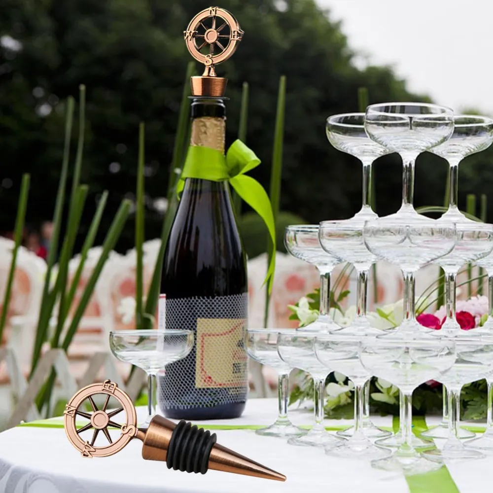 OurWarm 20 50 100 pezzi Regali souvenir gli ospiti Bottiglia di vino Tappo con sigillo in metallo Tema di viaggio Bomboniere Decor 1027277H