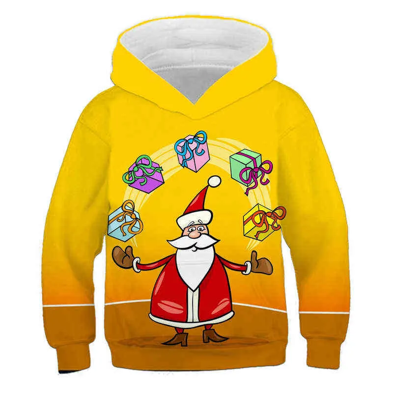 Santa Claus Hoodies Merry Christmas Sweatshirts Baby Boys Girls Clothes Kids Fashion Tops Coat Style Children Clothing 220115