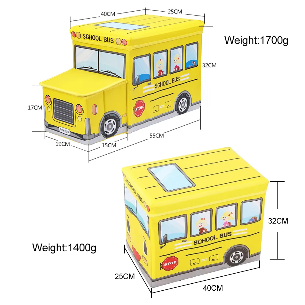 Multi-Fonction Bus Forme Boîte De Rangement Pour Jouets Enfants Vêtements Pliant Voiture De Bande Dessinée Jouet Panier De Rangement Enfants Bac De Rangement Dropship LJ200812