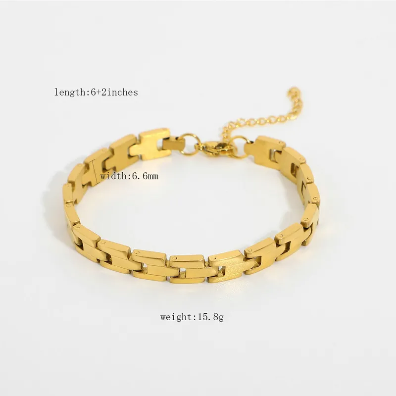 Браслет-цепочка с скрепкой золотого цвета из нержавеющей стали, прямоугольное звено, кабель, изысканные женские многослойные ювелирные изделия для девочек 2202221657160