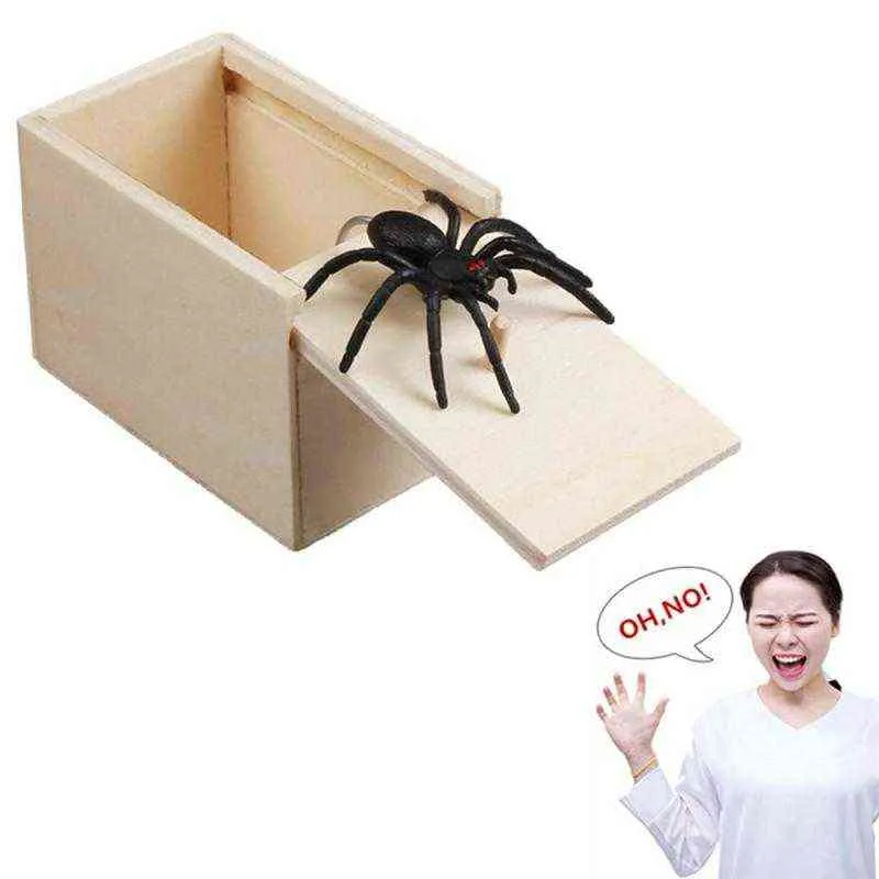 3шт забавная напуганная коробка деревянная шутка паук на случай, если отличное качество розыгрыш - деревянная бочка, интересная игра в игру игрушки игрушки y220308
