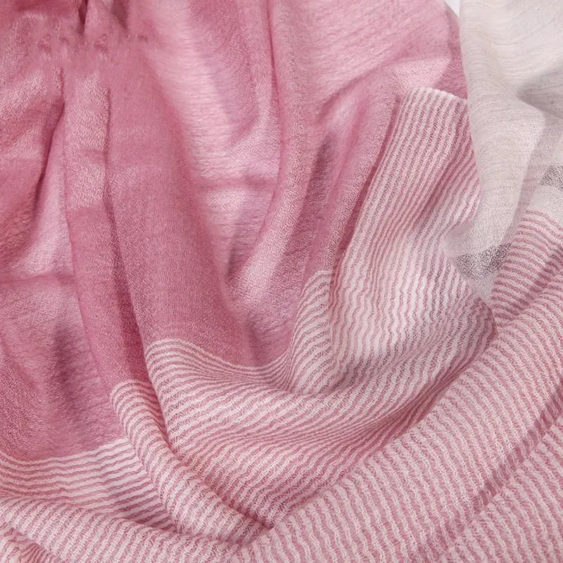 Scarves Naizaiga 100% Cashmere 80 200cm Striped Yarn-dyed Pink Light Blue Beige Grey Women Winter Scarf SN212232x