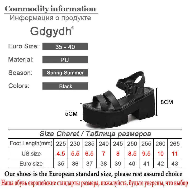 Sandały Gdgydh czarna platforma Kobiety Lato Kobiet Buty Kobieta Block Heel Moda Klamra Przyczynowy Tani Wysokiej Jakości 220121