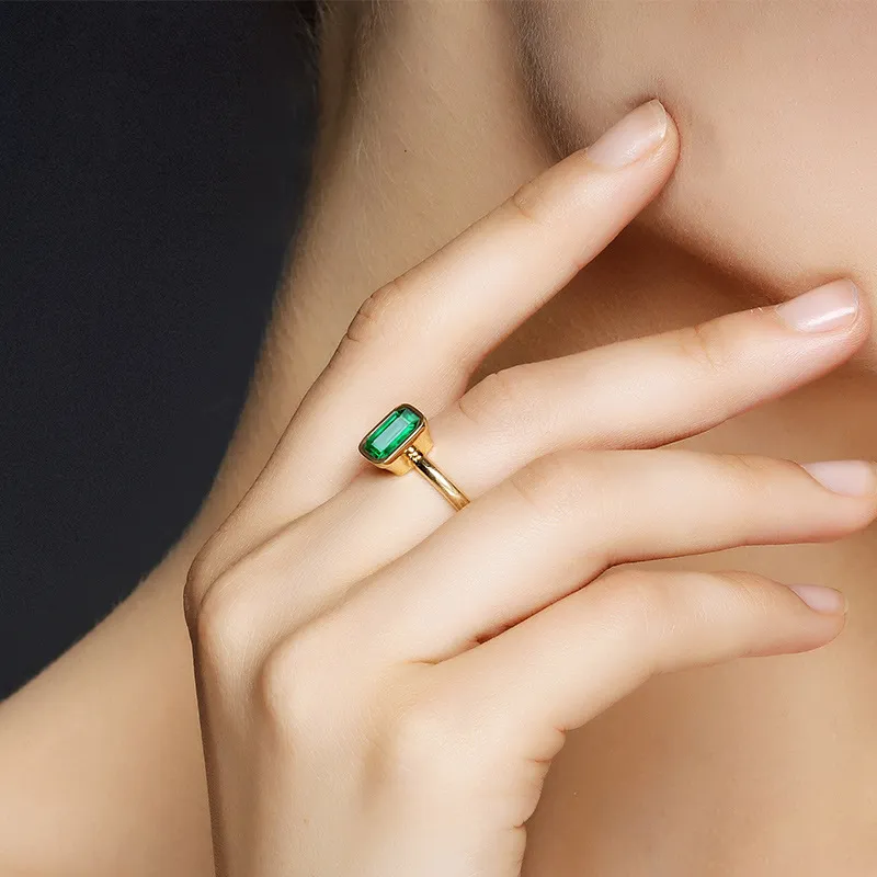 Pansysen 18K Gold Color Emerald Rings для женщин Винтаж настоящий серебро 925 кольцо мужские ювелирные изделия юбилейная партия подарок 220216