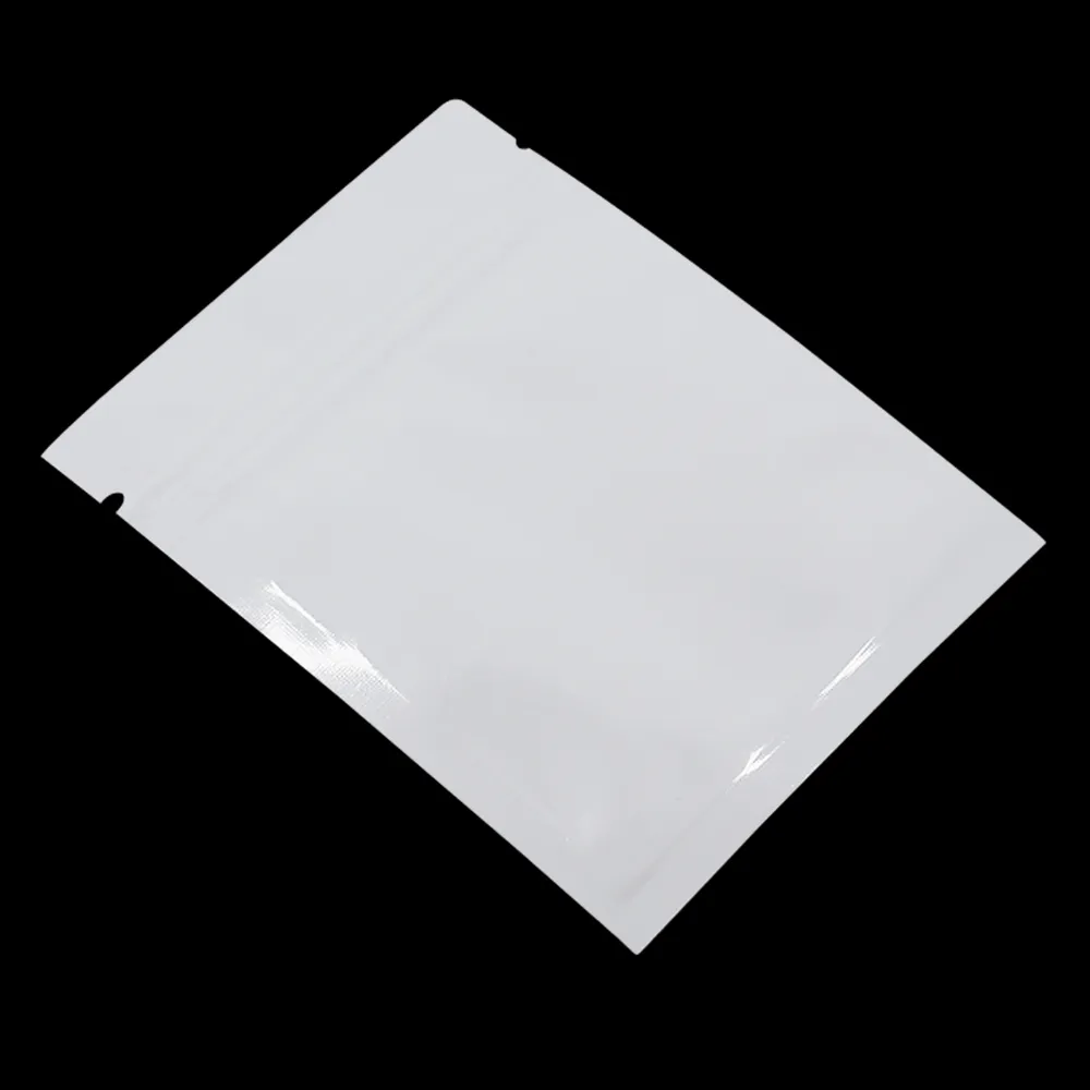 200 piezas de papel de aluminio blanco Ziplock bolsa de paquete de alimentos autosellante Zip Lock bolsa de papel de Mylar para dulces DOOKIES Snack embalaje de té 201021248G