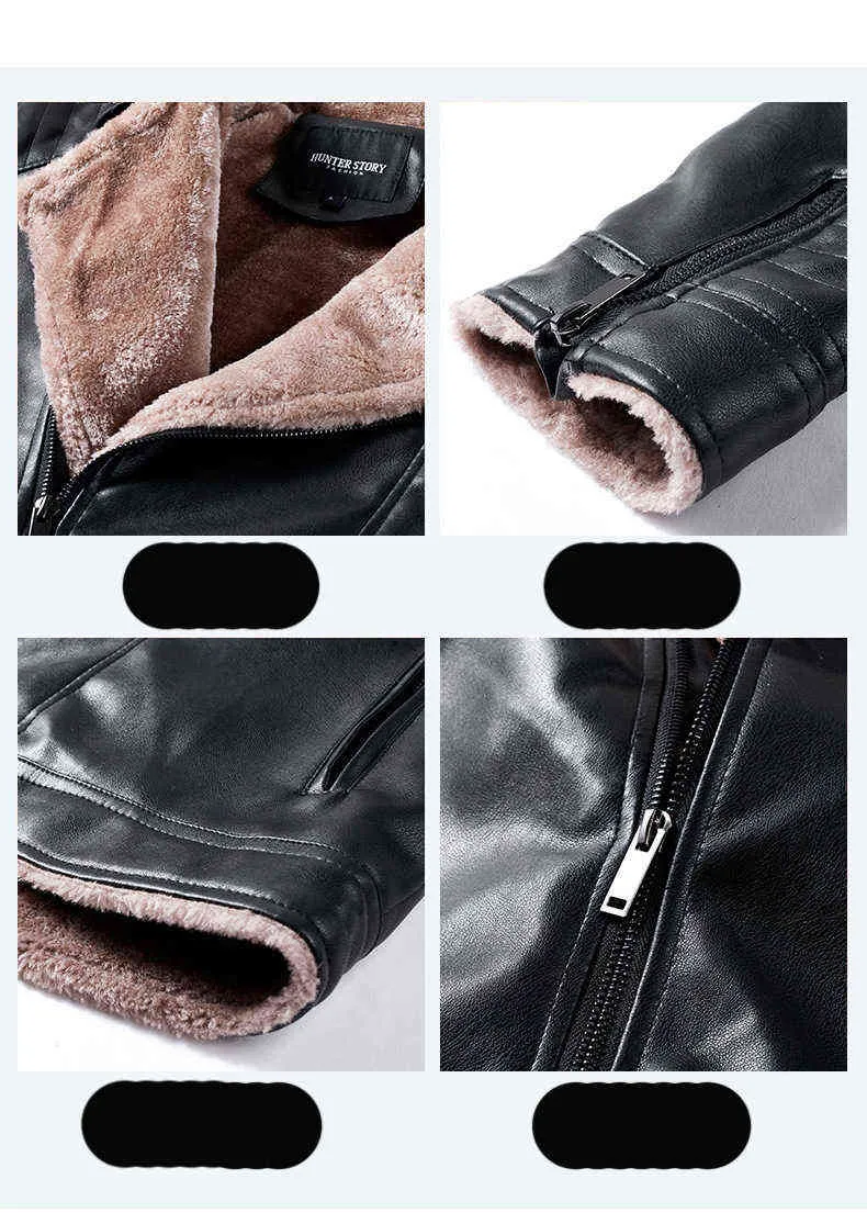 Hiver Hommes Veste En Cuir Hommes Hiver Automne Mode Moto PU Vestes En Cuir Mâle Punk Cool Zipper Poches En Cuir Manteaux 211222