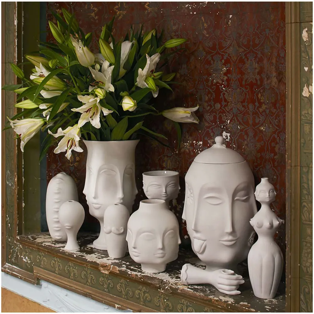 Lady Men Face Head Planter Vase Face Flower Human Succulent Pot Home Garden Ornament Ceramic Crafts6282549