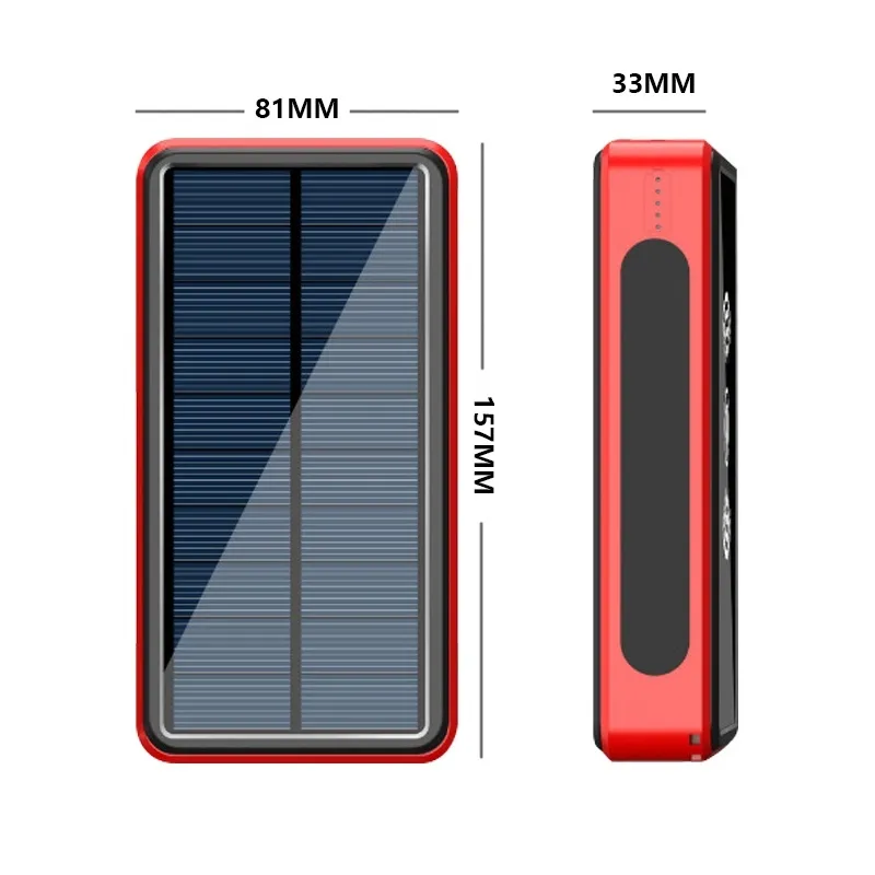 Solar Power Bank 80000MAH 4USB LEDポータブルワイヤレス充電電源パックは、iPhone Xiaomi 2790799の外部バッテリーを充電できます