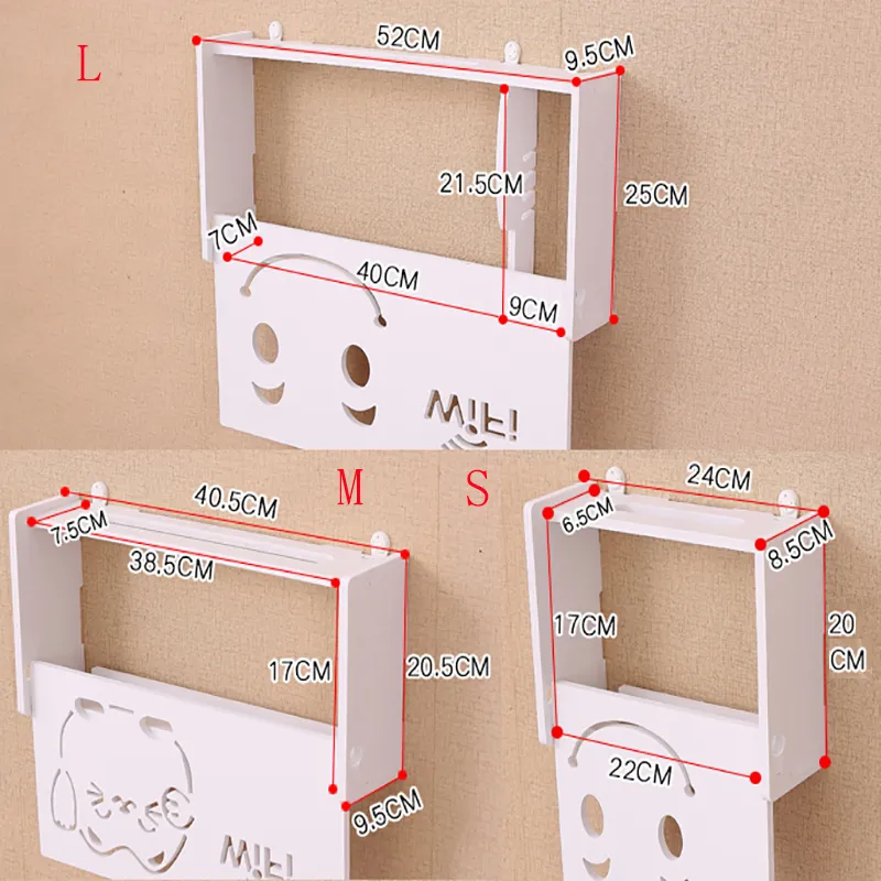 Nowy WIFI Router Router Pudełka Do Przechowywania Kabel Power Plus Uchwyt Przewozowy Drewno Plastikowa Półka Wall Półka Wisząca Bracket Box LJ200812