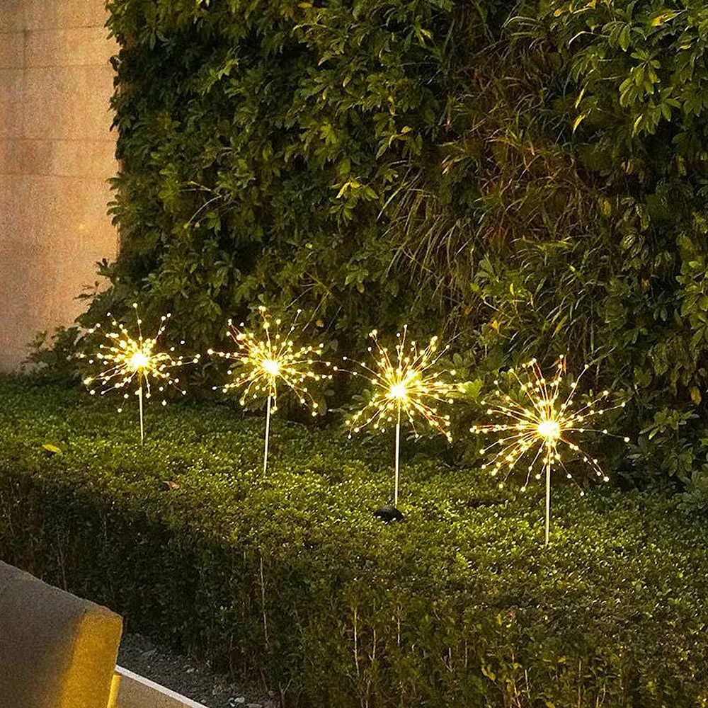 Solarbetriebene LED-Lichterkette Blitzfeuerwerk Löwenzahnlampe Hochzeit Weihnachtsfeier Outdoor Gartenlandschaft Rasendekoration Y200903