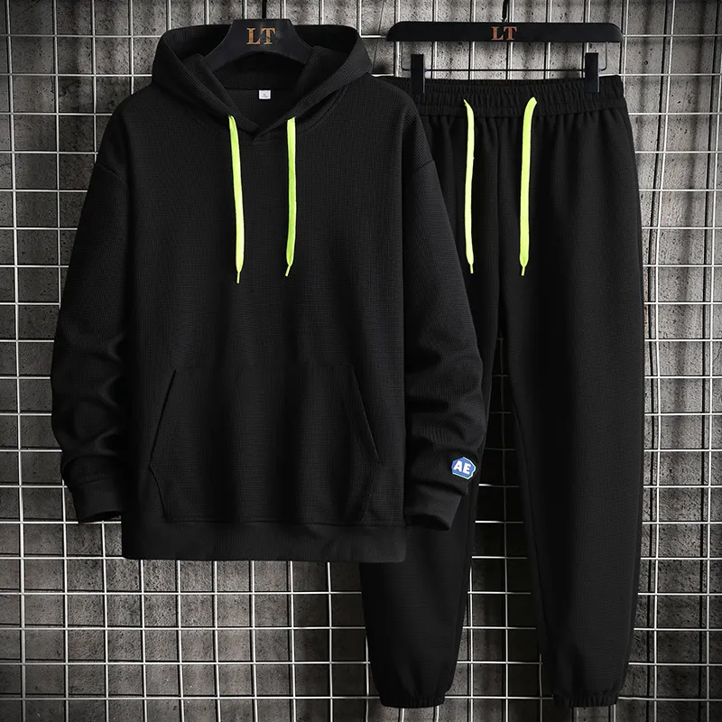 Oein Casual Dönem Erkekler Kapşonlu Sweatshirt Kıyafet Sonbahar Erkekler Setleri Sports Giyim 2021 Erkek Hoodie+Pantolon Jogging Sports Suits 220211