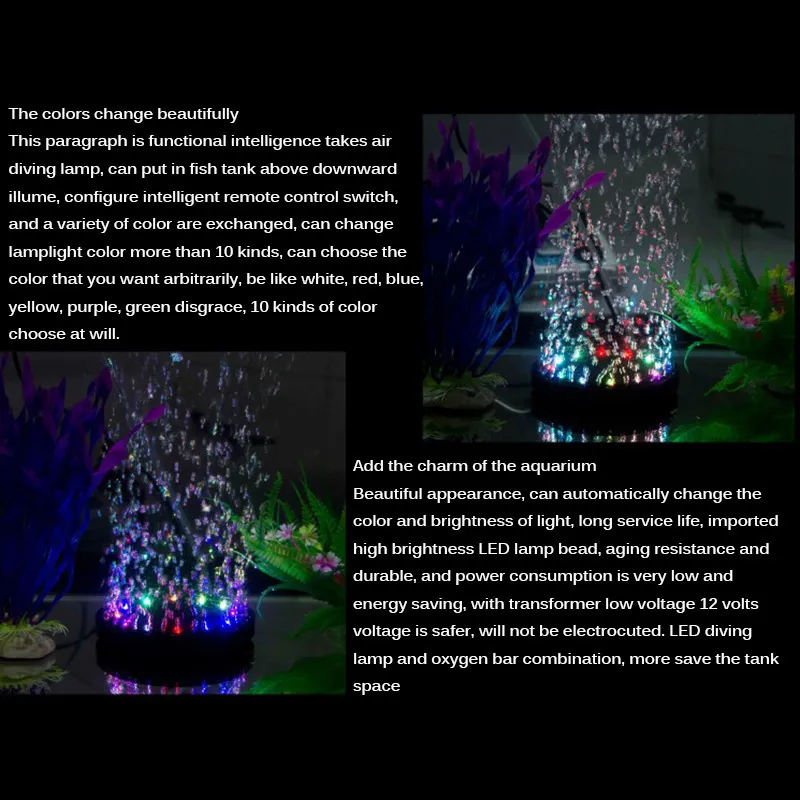 Oxygenation Pump Fish Tank LED Colorful Waterproof Light Bubble Aeration Garden Device for rium Decoration Y200917