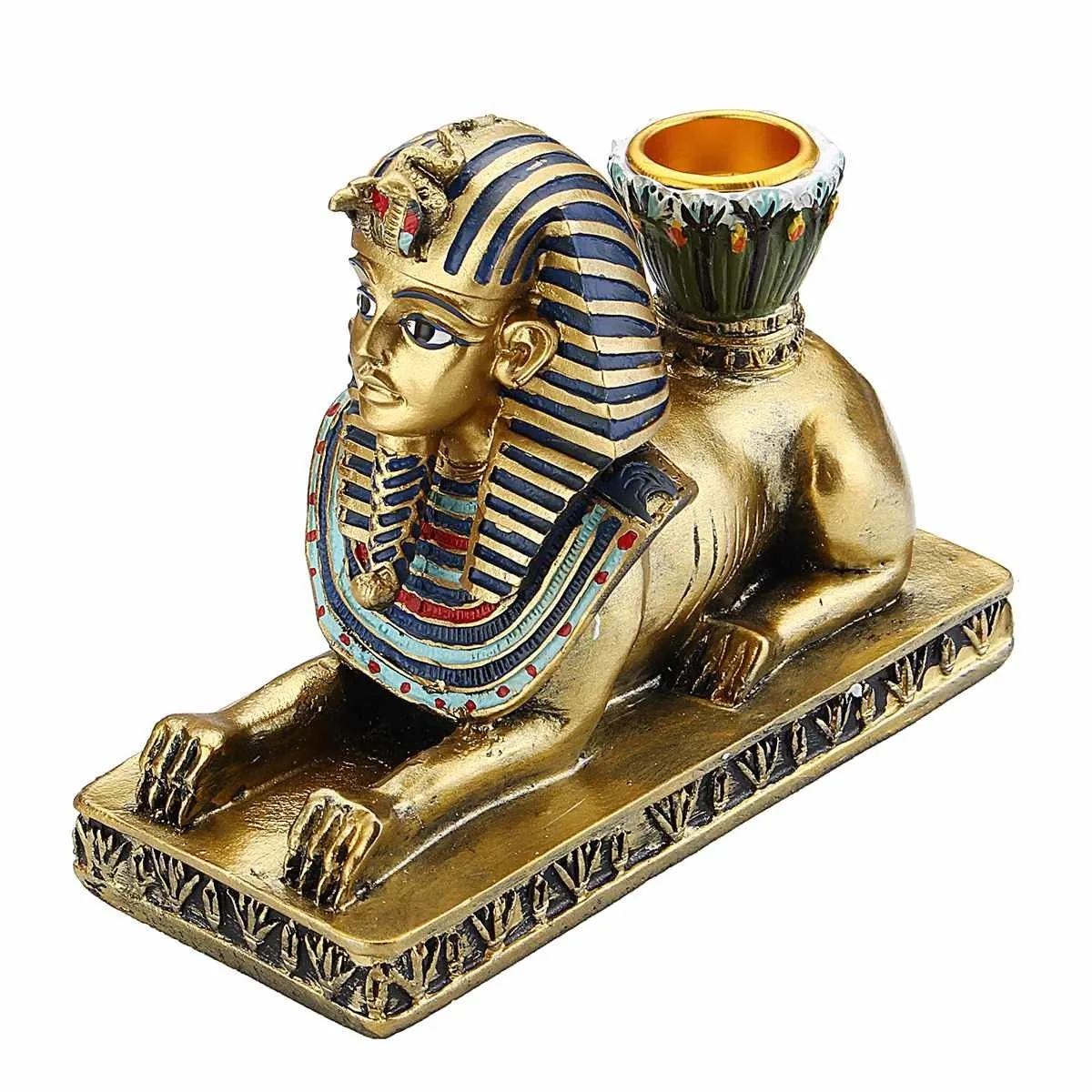 Oude Egyptische kaarshouders gouden kandelaar beeldje ambachtelijke huisdecoratie anubis sphinx godin tafel kaars staan ​​gift LJ201018