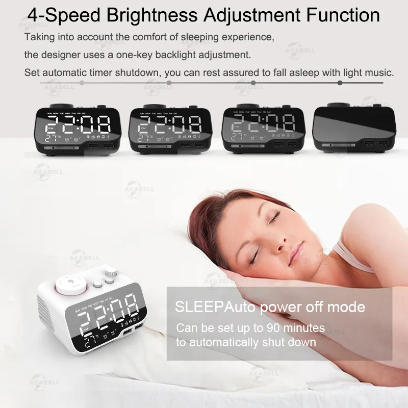 MICLOCKUpgradedAlarm Clock with USB Charger LED Digital Alarm FM R, Bluetooth Ser, Temperature, Sze 220311