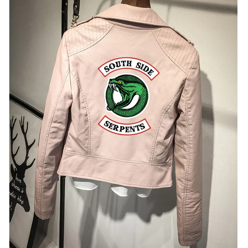 Riverdale Mujeres Chaqueta Abrigo South Side Serpents Riverdale Southside PU Chaquetas de cuero Serpientes Streetwear Outwear Tops 201014