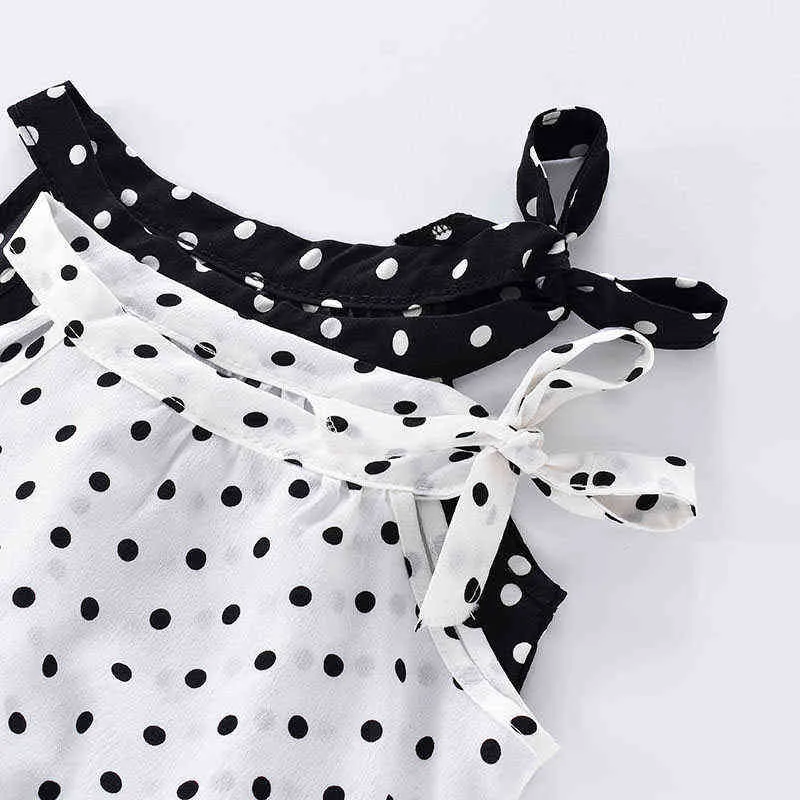 2st Baby Girls Clothing Set Summer Sleeveless Polka Dot Kids Girls Clothes Sets Chiffon Shirts+Pants Outfits Children Suits G220310