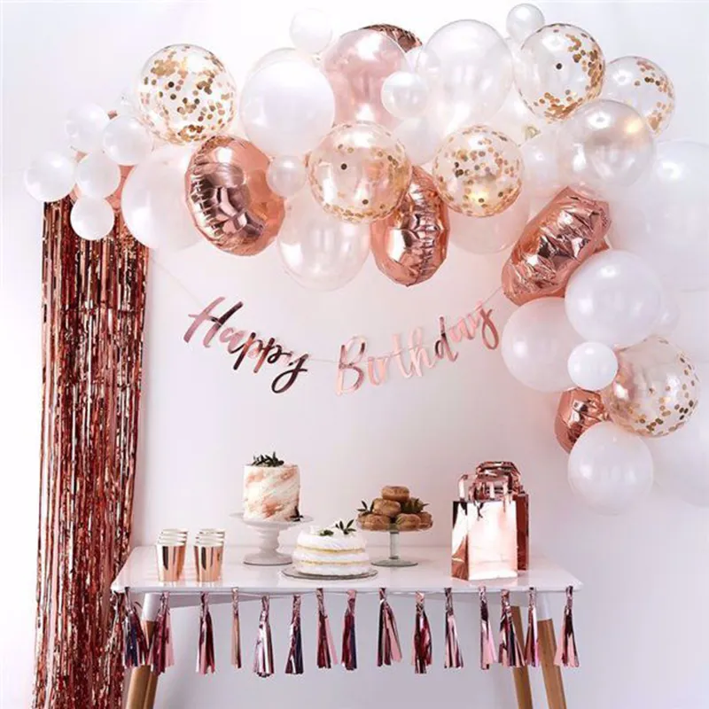 77 шт., комплект гирлянды из воздушных шаров из розового золота, латексные воздушные шары с конфетти, свадебный душ, детский душ, украшения для девочек на день рождения 1024520824