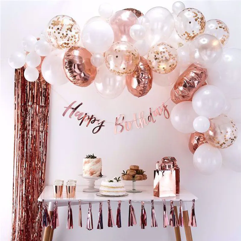 77 st Rose Gold Balloon Garland Kit Latex Confetti Balloons Wedding Bridal Shower Baby Shower Girls Birthday Party Decorations 1022562