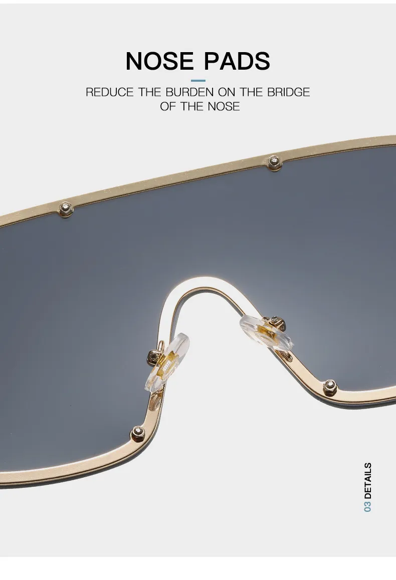 2020 Designer Lunettes de soleil Personnalité féminine Grande Femme Ins Femme Lumiaires Luxury Lunettes Multi-rivet Personnalités Fashion Sungla296m