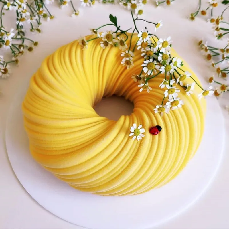 Shenhong جديد جولة العفن دوامة العفن لخبز حلوى مذهلة الفن موسى السيليكون 3D العفن السيليكونووي moule Pastry Pan 201023240p