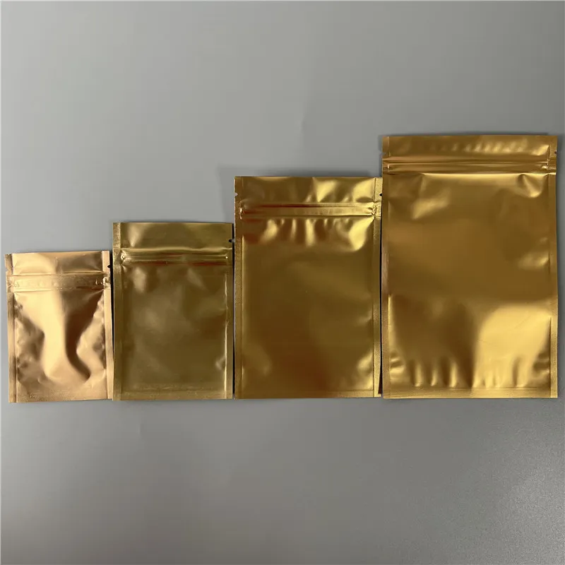 Black Golden Plastic Mylar Torby Mylar Aluminiowa Torba na zamek błyskawiczny na długoterminowe przechowywanie żywności i kolekcjonerskie Ochrona 8 kolorów Dwie strony kolorowe