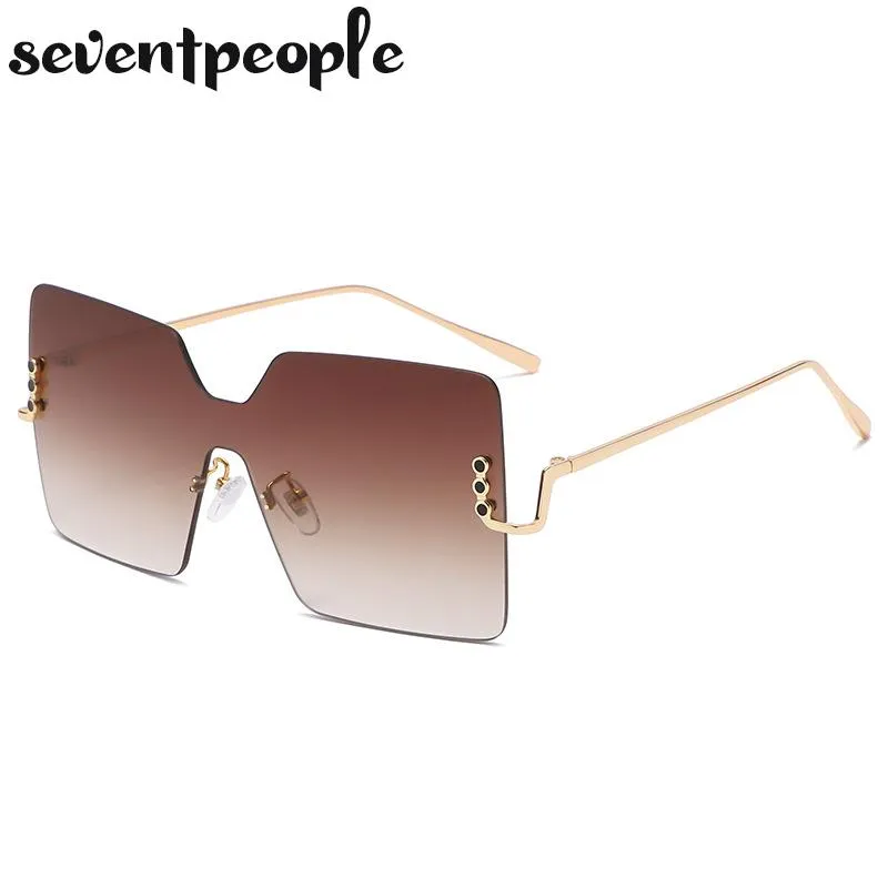 Sonnenbrille Randlose Quadratische Frauen Übergroße Rahmenlose Sonnenbrille Für Damen Mode Großen Rahmen Sonnenbrille Trendy Personality215w