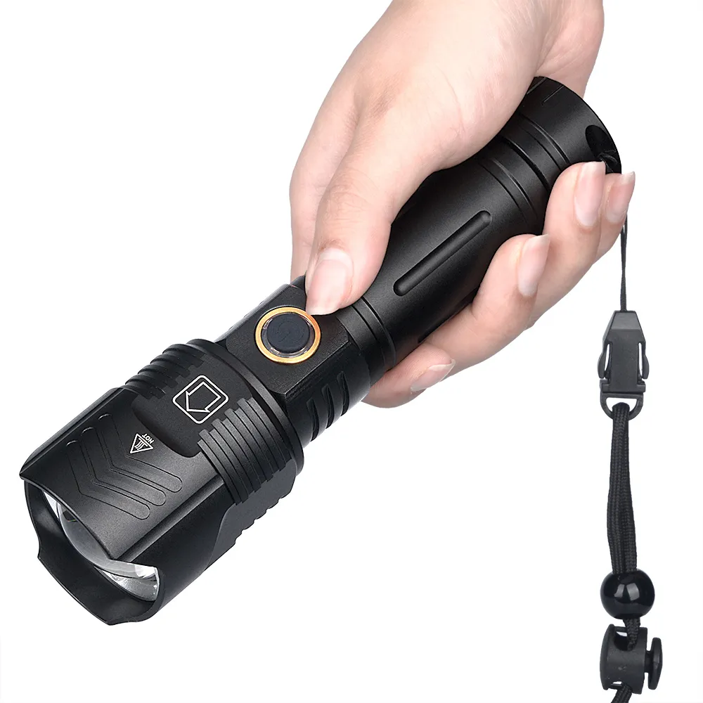 XHP100 جديد XHP LED LED Tractical Trach Torch XHP90 مصباح يدوي USB قابلة لإعادة الشحن بحلول 18650 26650 البطارية 2957