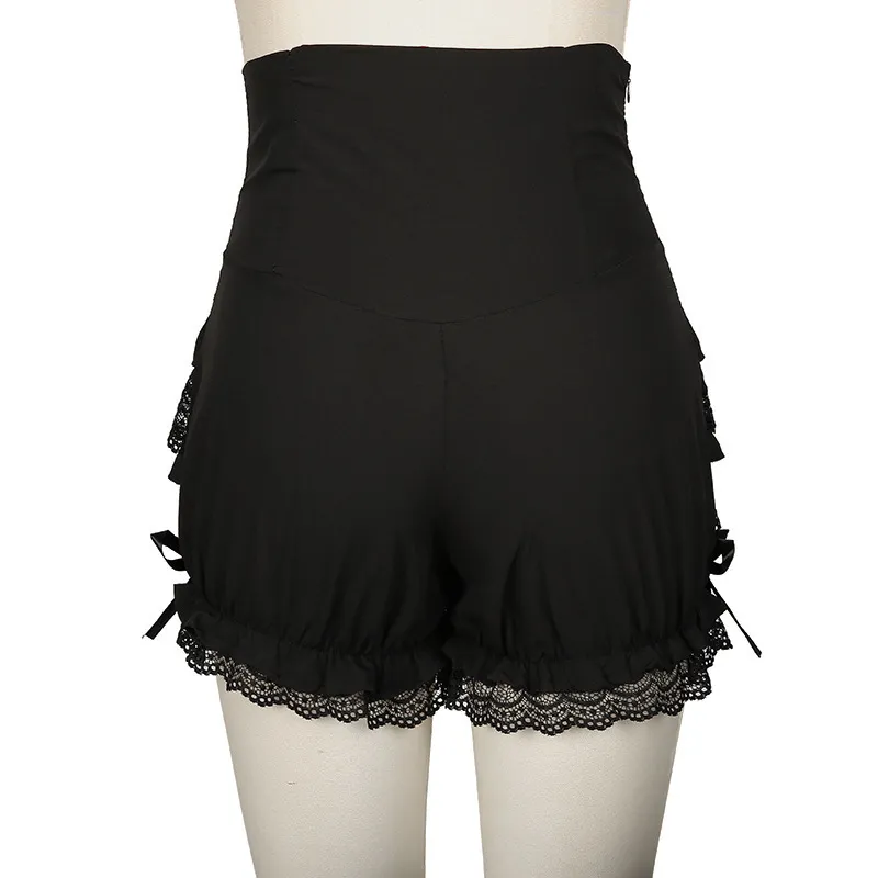 S-3XL Gothic Punk Hohe Taille Kurz Unter Hosen Mädchen Spitze Rüschen Kürbis Bloomer Baumwolle Lolita Nette Höschen Für Frauen Plus größe 201112