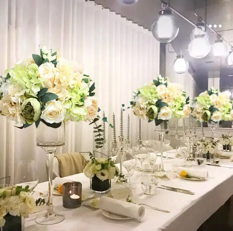 Personalizado 35 cm peonías de seda bola de flores artificiales centros de mesa arreglo decoración para la boda telón de fondo mesa bola de flores es Y2255L
