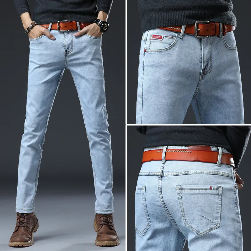 Nuovo marca di tendenza maschile jeans business classico stile classico marchio di moda maschile maschile slim elastic fiels tollers 201123