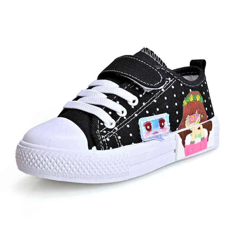 Cartoon Baby Walking Shoes Kids Girl Anti-Skid Canvas Bambino Sneakers sportive traspiranti Spring Fashion Flats for School 220208
