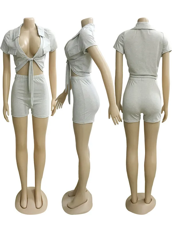 2020 Mulheres duas peças conjuntos de trajes de verão de verão Topsshorts Leggings Suit de Vneck Fitness NightFits GL835 T200622