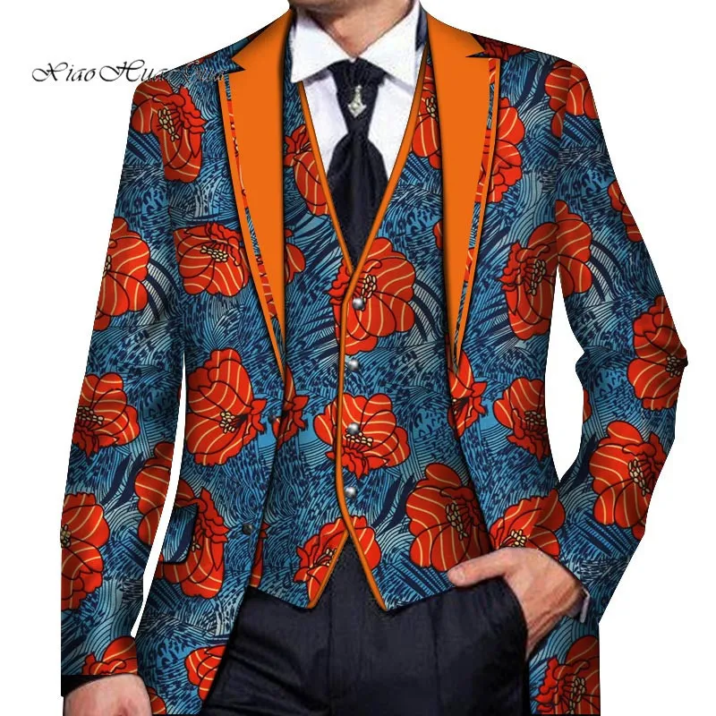 Giacca da uomo personalizzata Blazer stampa africana Dashiki Abiti da uomo Giacca da cerimonia nuziale Giacca da uomo Top Cappotto Abiti da uomo Giacca WYN766 Y201026