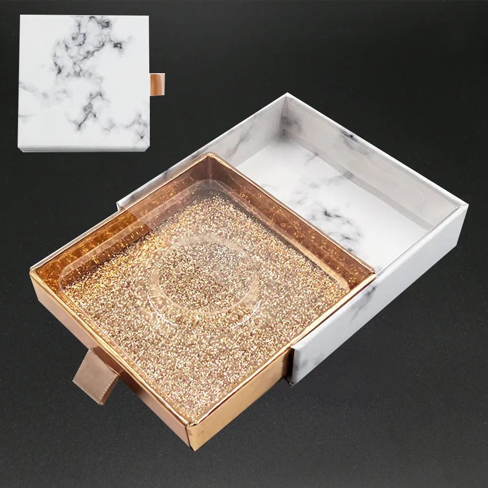 3d mink ögonfranspaket lådor falska ögonfransar marmor fyrkantig förpackning tomt eyelash box case lashes box förpackning